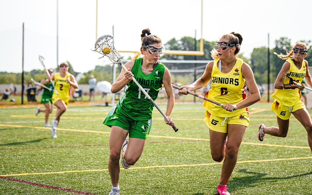 Girls lacrosse game action