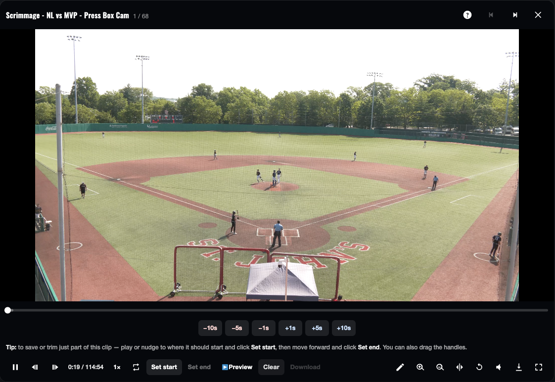 The Clip Editor with Set start, Set end and Download